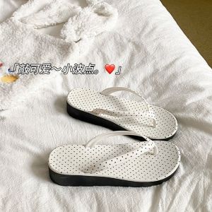 [Free Shipping] Beautiful Polka Dot Shoes~Highly Stylish WomenS Summer Flip-Flops For Outdoor Wear With Thick Soles For Height Increase And Anti-Slip Design Trendy And Fashionable