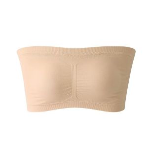 MOMO【S-6XL】Double Layers Plus Size Wireless Bra Womens Seamless Strapless Bra Bandeau Tube