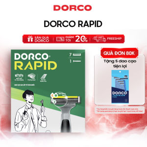DORCO RAPID - Dao Cạo Râu Hàn Quốc 2 Lưỡi - Hộp 1 Cán và 7 Đầu Cạo