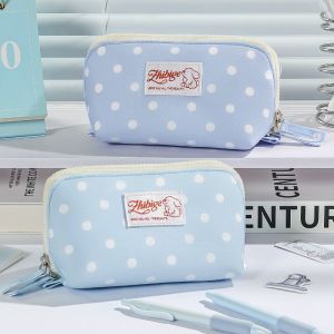 FEATSHOP64FE8 Họa tiết chó chấm bi Hộp đựng bút chì Dung lượng lớn Khóa Túi đựng bút chì INS Nhiều Ngăn Túi đựng văn phòng phẩm Sinh viên