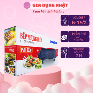Bếp Nướng Điện POVENA 1500W PVN-4830 Bề mặt bếp rộng gấp đôi bếp nướng sunhouse 4607 Bảo hành 12 tháng