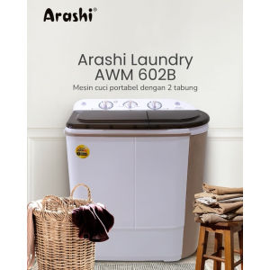 MESIN CUCI ARASHI AWM 602B GRAY 55 LITERMESIN CUCI 2 TABUNG MESIN CUCI ARASHI MESIN CUCI MURAH PRODUK TERBARU!!!