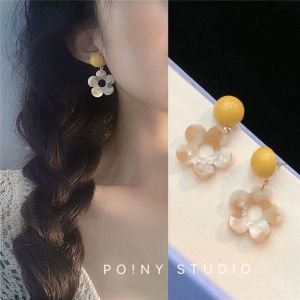 GL 18K GOLD Korean ins Yellow Flower Acrylic Style Earrings ES69620