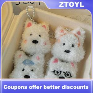 【ZTOYL】 คาวาอิเวสต์ไฮแลนด์เทอร์เรียร์พวงกุญแจลูกสุนัขน่ารักนุ่มตุ๊กตายัดไส้กระเป๋าตุ๊กตาพวงกุญแจของขวัญวันเกิดสำหรับผู้หญิงเด็กผู้หญิง