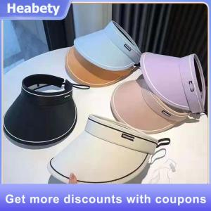 【Heabety】 New Women Roll Up Sun Visor Wide Brim Hat Summer Foldable Packable UV Protection Empty Top Ponytail Cap For Beach Travel Bonnet