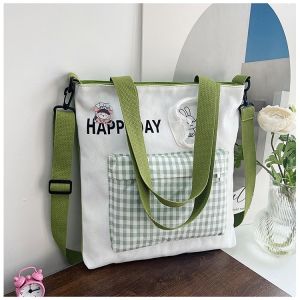 กระเป๋าสะพายข้างเนื้อผ้าแคนวาสสไตล์เกาหลีใส่ของได้เยอะ