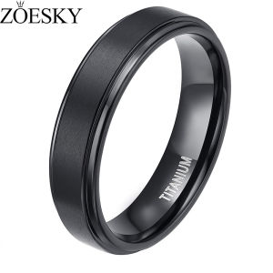 ZOESKY Titanium Rings 6mm Black Wedding Band for Men Women Size 3.5-13.5
