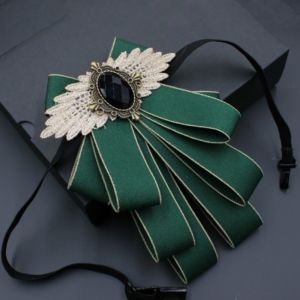 CANICECA Alloy Mens Suit Lapel Flowers Polyester Faux Stone Neck Decoration Fashion Bow Tie Necktie Wedding
