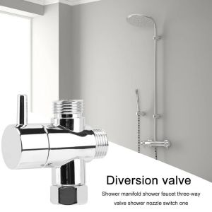 DOUBLEL T-Adapter 3 Way Shower Head Diverter Valve Copper Three Function 3 Way Switch Faucet Valve Shower Head Diverter Rust-proof Shower Tap Connector Bathroom Accessories