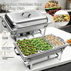 11L Stainless Steel Square Buffet Stove Dish Set Container Food Warmer for Buffet Wedding Catering