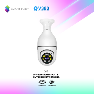 V380 Q15 CCTV Camera Connect Cellphone 1080P Light Bulb Camera 360°rotation 3D View Wireless Indoor CCTV Camera WIFI Connect Auto Tracking Two-way Audio PTZ 2MP IP Security Camera Full Color Night Vision Bulb with E27 Standard Lamp Holder