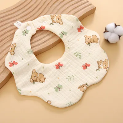 Drool Bib Waterproof Baby Pure Cotton Gauze Cotton Class A 6-Layer Newborn Bib Double Side Infants