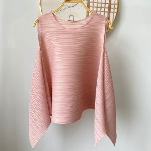 Miyake pleated sleeveless top summer irregular loose fashion casual slimming T-shirt