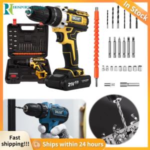 【HFM】 24 in 1 ชุดสว่านไร้สายขนาด 21V สว่านไฟฟ้าไร้แปรง 3/8 นิ้วชัค 2 ความเร็วตัวแปร 25+1 เครื่องมือไฟฟ้าคลัทช์