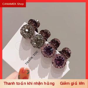 CS 2 4 cái kẹp tóc mini tròn Rhinestone kẹp móng vuốt nữ Zircon Retro kẹp tóc nhỏ kẹp Tóc Cua Phụ kiện tóc nữ 