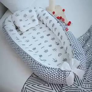 READY STOCK Baby Nest Bed with Pillow Cotton Baby Bed Portable Crib Tilam Bantal Babynest Set Tilam Baby