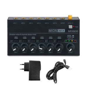 6 Channels Audio Stereo Mixer Ultra Low Noise Portable Sound Mixer Line Stereo Mixer for Recording Electric Guitar Studio Live PC