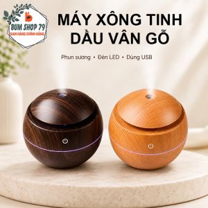Máy Xông Tinh Dầu Mini Vân Gỗ Có Đèn LED Máy Phun Sương Tạo Ẩm USB Để Bàn Phòng Ngủ