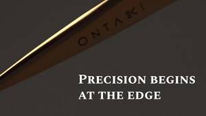 Ontaki Beard & Mustache Scissors for Men - 5.5" Japanese Steel Gold Brass - Sharp Blades Ergonomic Finger Rest & Adjustable Tension Screw for Hair Trimming - Beard Scissors