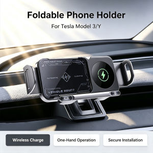 Automatic Clamping Car Phone Holder For Tesla Model 3 Highland Model Y Wireless Charging Fit 4.7-8.5 Inch Foldable Screen Phone2026