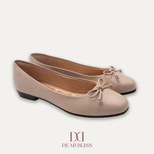 DEAR BLISS Adria Napa Bow Nude Ballet Flats