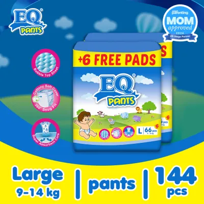 EQ Pants Mega Pack Large (9-14 kg) - 66 pcs x 2 packs(132 pcs) - Diaper Pants