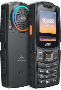 AGM M6 Rugged Feature Cell Phone with Dynamic LED Ring Light 4G Basic Mobile Phones Waterproof    Drop-Proof Large Buttons    Large Font 109dB Powerful Speaker Dual SIM 2500 mAh for T-Mobile