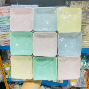 Souvenir Mangkok Kotak kemasan plastik warna soft souvenir pernikahan ulang tahun dan khitanan isi 50 pcs