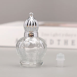 15ml Clear Glass Roll On Essential Oil Empty Perfume Bottle Roller Ball Crown Shape Bottle For Travel
