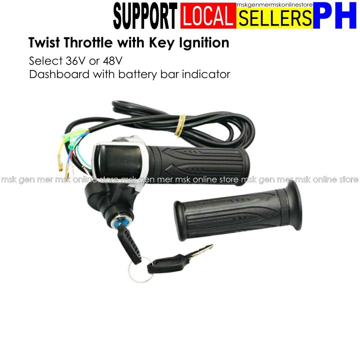 Twist Throttle for Electric Scooter with Battery Level Display and Key  Ignition 36V 48V [COD] Phils Lazada PH