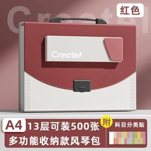 【SG Stock】A4 Expanding File Folder with Built‑in Pencil Case Portable Document Organizer