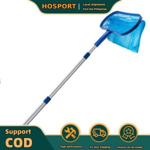【HOSPORT】 Pool Skimmer Net with Telescopic Pole Ponds Cleaning Debris Tools Pond Removal Cleaning Leaf Rake Ponds Cleaning Debris Tools