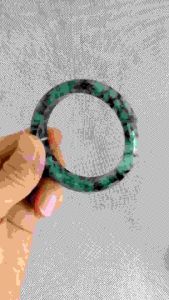 ❤️"A" Grade Size "D54.7mm" Burmese Jade Bangle ❤️ Season Offer New Arrival ❤️100% brand new "A" grade Burmese solid bluish green base suffused with forest oil green flacks all around exquisite lustrous surface seniors favourite no crack no stain