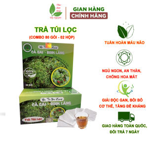 2 hộp trà túi lọc cà gai leo đinh lăng 80 gói trà cà gai leo đinh lăng cho người mất ngủ thanh nhiệt mát gan giúp ngủ ngon