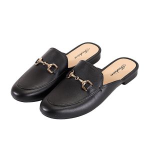 Free Shipping New Leather Sandals Fashionable Half-Coverage Design Breathable Korean-Style Flat-Soled Casual WomenS Sandals Mule Shoes