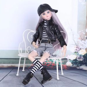 {xã lỗ70% 699K ) Búp bê BJD Khớp 40 cm - tóc hai lai Áo khoác da - American Girl Doll NPK 16 inch SP001999