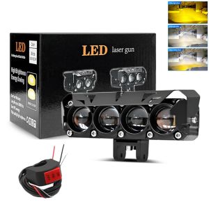 New Motorcycle Mini Light Dual Color 40w Super Bright Light 2/3/4Eyes Lens Waterproof 12-80V