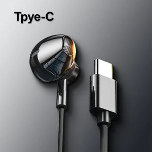 HiFi USB jenis C Headphone Bass Stereo kawalan kelantangan Earbud Mic 3.5mm Earbuds berwayar untuk Galaxy Samsung S24 S23 Xiaomi komputer