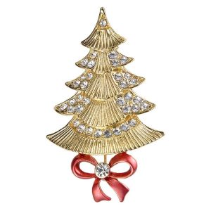 SIRENXI Sáng bóng Trâm cài áo hình cây thông Noel Hợp kim Khoét rỗng Huy hiệu đính đá Đồ trang trí cho tiệc mùa đông. Vàng cổ điển Ghim cài áo lễ hội Các buổi tiệc Giáng sinh.