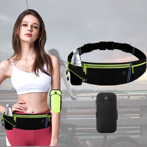 Adjustable outdoor running waist bag and arm bag multi-functional portable waterproof sports waist bag Equipped with reflective stripes and waterproof design
