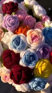 Handmade Knitted Crochet Flower Sunflower Rose Tulip Valentine Wedding Gift Diy Simulation Flower