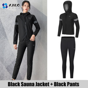 Hanqiaoxi Womens Sauna Jacket Reflective Striped Coat Exercise Fitness Large Size Gym Sports Sweat Suit