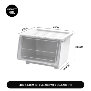 GetGadget⚙ 30L/48L/60L Multipurpose Front Opening Storage Box Stackable Toy Snack Household Storage Cabinet