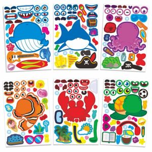 【6Pcs】Party Stickers Set Childrens Birthday Anime Cartoon Parent-child Interaction Puzzle Sticker 贴纸