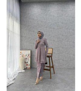 Sarah Tunik Payet Mewah Setelan Kebaya Wanita Baju Kondangan Brukat Lamaran Payet Rok Batik Songket