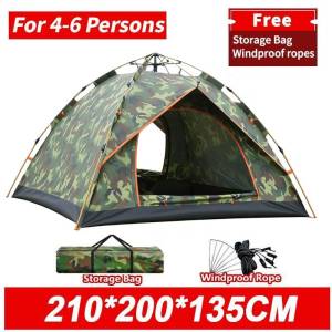 GLAMPTURE #COD 8-10 Person Waterproof Automatic Pop Up Tent Double Layers Camping Tent with Sunshade Yard Porch for Outdoor Family Festival Camping