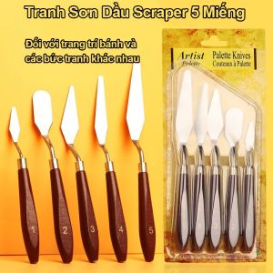 Bộ 5 Cái Dao Trộn Màu Thép Không Gỉ Đầu Nhọn - Dụng Cụ Trộn Màu Cho Sơn Dầu/ Màu Nước oil paint knife