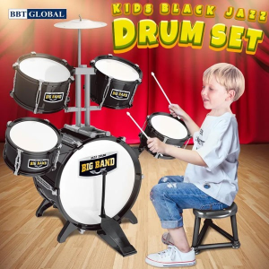 MINSINE Large Jazz Drum Set Music Instrument Pretend Play Set for Kids Beginner Drum Set for Kids