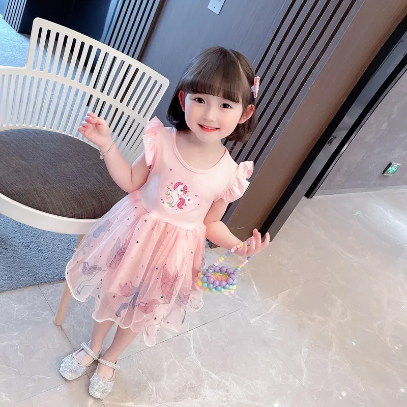 Dress baby Girl 1 7 Tahun Birthday Baju Gaun Budak Perempuan Murah Summer Butterfly Sleeve Cute Unicorn Chiffon Tulle Fashion Kids Princess Dresses Kanak Kanak Perempuan Lazada Singapore