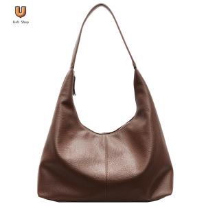 Slouchy Hobo Bag for Women Zipper Closure Shoulder Bag PU Leather Solid Color Underarm Bag Handbag for Travel Shopping Work [Ueb Shop]